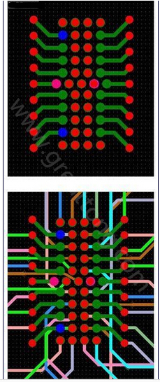 焊盤內(nèi)過孔用于內(nèi)部，而外部引腳在0.5mm柵格上扇出-深圳宏力捷