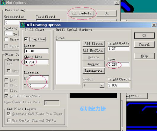 轉(zhuǎn)孔圖時也需在Customize Document欄點擊Option，在彈出的Plot Options-窗口中選擇Drill Symbols