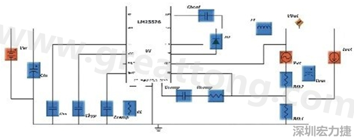 參考圖1的電流通路：把FET在導(dǎo)通狀態(tài)下流經(jīng)的通路標(biāo)記為紅色；把FET在關(guān)斷狀態(tài)下的迴路標(biāo)記為綠色。