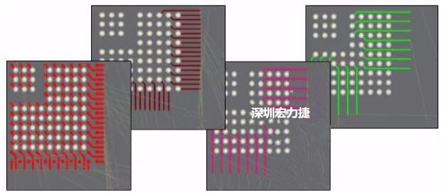 扇出及逃逸時(shí)布線是根據(jù)適用的設(shè)計(jì)規(guī)則來進(jìn)行的。